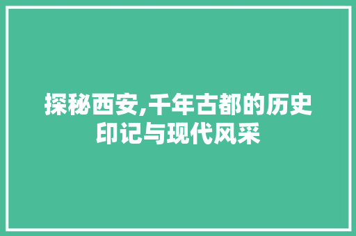 探秘西安,千年古都的历史印记与现代风采