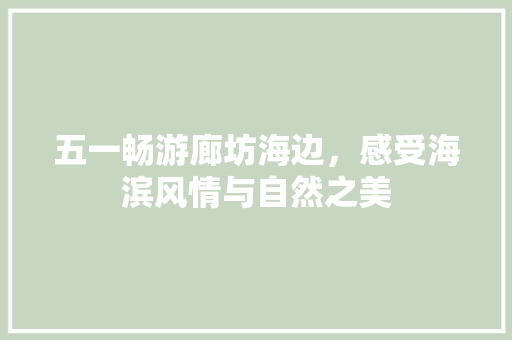 五一畅游廊坊海边，感受海滨风情与自然之美