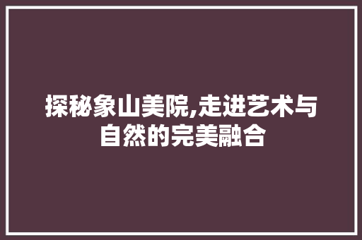 探秘象山美院,走进艺术与自然的完美融合  第1张