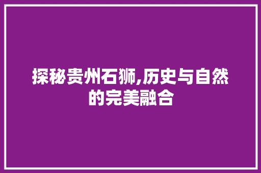 探秘贵州石狮,历史与自然的完美融合