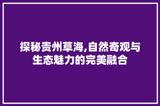 探秘贵州草海,自然奇观与生态魅力的完美融合