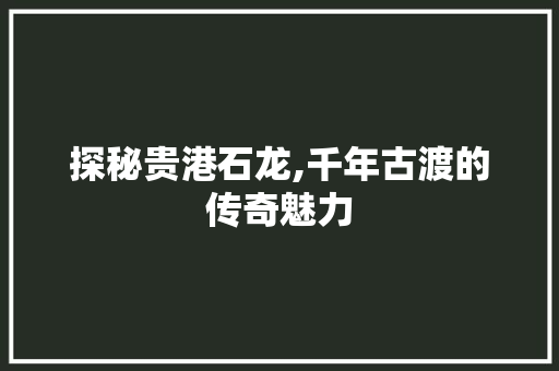 探秘贵港石龙,千年古渡的传奇魅力