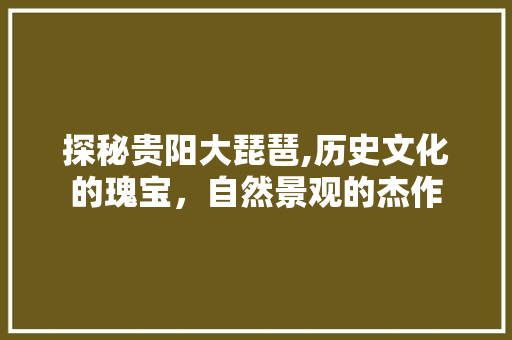 探秘贵阳大琵琶,历史文化的瑰宝，自然景观的杰作