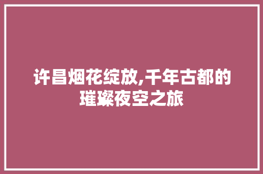 许昌烟花绽放,千年古都的璀璨夜空之旅