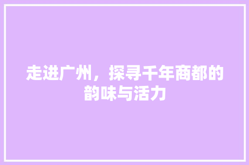 走进广州，探寻千年商都的韵味与活力