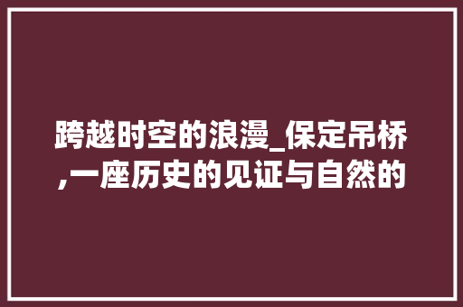 跨越时空的浪漫_保定吊桥,一座历史的见证与自然的交融