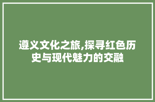 遵义文化之旅,探寻红色历史与现代魅力的交融