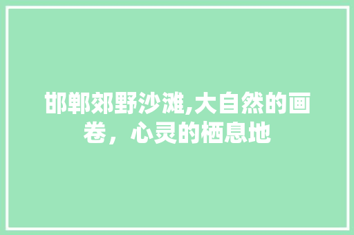 邯郸郊野沙滩,大自然的画卷，心灵的栖息地