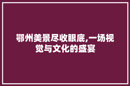 鄂州美景尽收眼底,一场视觉与文化的盛宴