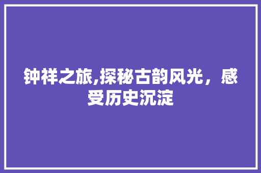 钟祥之旅,探秘古韵风光，感受历史沉淀