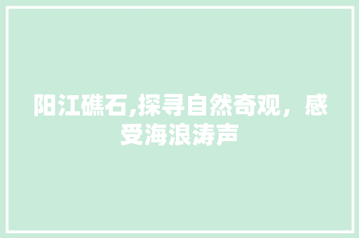 阳江礁石,探寻自然奇观，感受海浪涛声