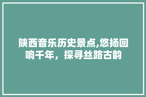 陕西音乐历史景点,悠扬回响千年，探寻丝路古韵