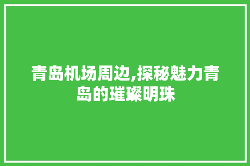 青岛机场周边,探秘魅力青岛的璀璨明珠