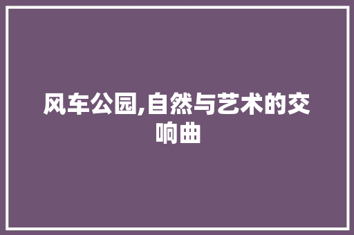 风车公园,自然与艺术的交响曲