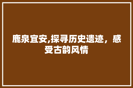 鹿泉宜安,探寻历史遗迹，感受古韵风情