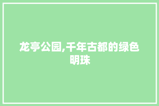 龙亭公园,千年古都的绿色明珠