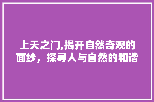 上天之门,揭开自然奇观的面纱，探寻人与自然的和谐共生