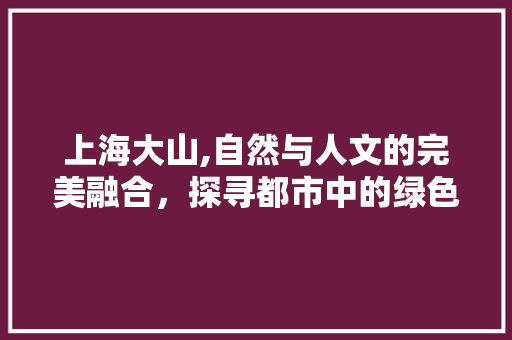 上海大山,自然与人文的完美融合，探寻都市中的绿色秘境