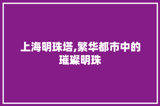 上海明珠塔,繁华都市中的璀璨明珠