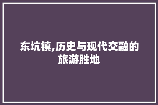 东坑镇,历史与现代交融的旅游胜地