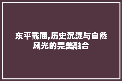 东平戴庙,历史沉淀与自然风光的完美融合