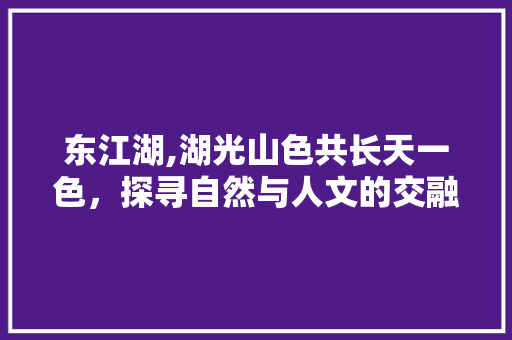 东江湖,湖光山色共长天一色，探寻自然与人文的交融之美