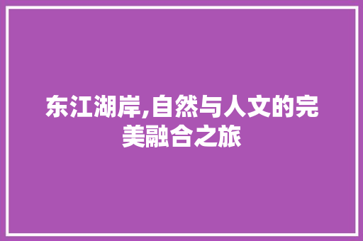 东江湖岸,自然与人文的完美融合之旅