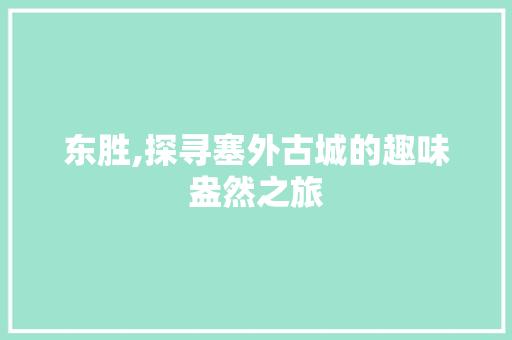 东胜,探寻塞外古城的趣味盎然之旅