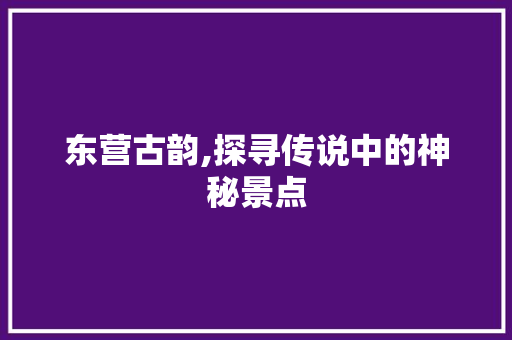 东营古韵,探寻传说中的神秘景点