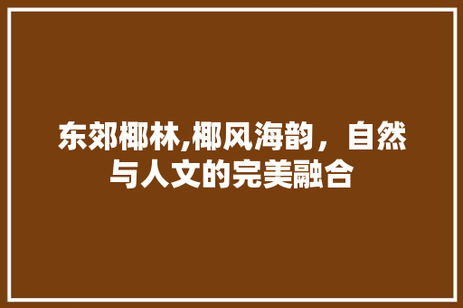 东郊椰林,椰风海韵，自然与人文的完美融合