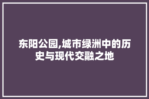 东阳公园,城市绿洲中的历史与现代交融之地