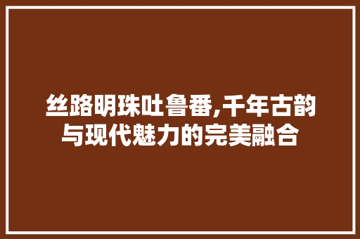 丝路明珠吐鲁番,千年古韵与现代魅力的完美融合  第1张