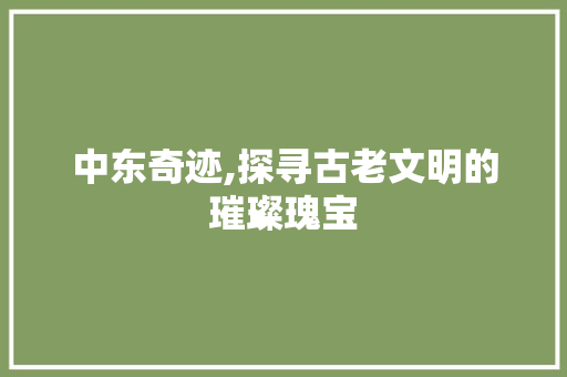 中东奇迹,探寻古老文明的璀璨瑰宝