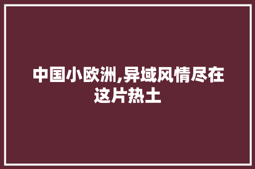 中国小欧洲,异域风情尽在这片热土