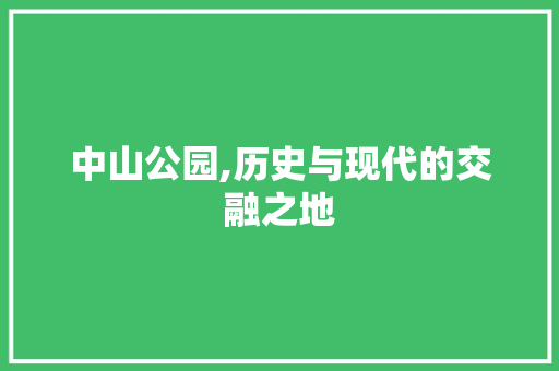 中山公园,历史与现代的交融之地