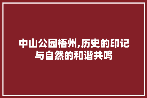 中山公园梧州,历史的印记与自然的和谐共鸣