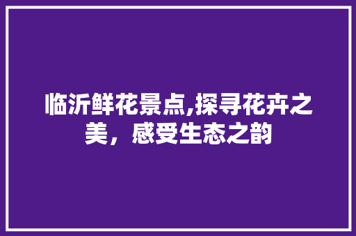 临沂鲜花景点,探寻花卉之美，感受生态之韵