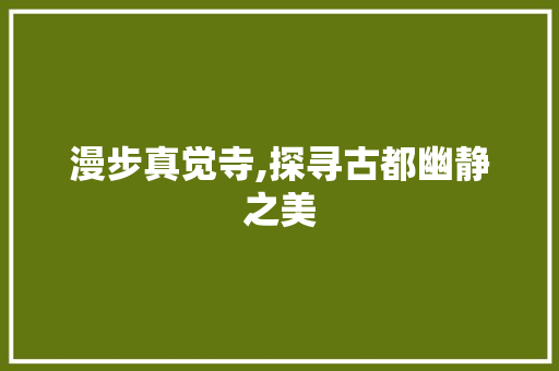 漫步真觉寺,探寻古都幽静之美