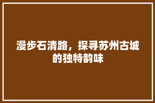 漫步石清路，探寻苏州古城的独特韵味