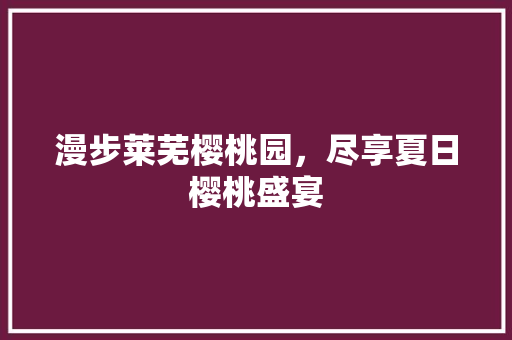 漫步莱芜樱桃园，尽享夏日樱桃盛宴  第1张