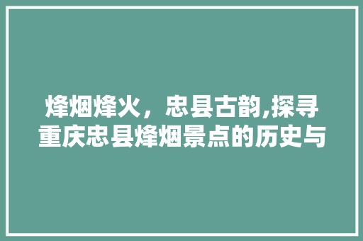 烽烟烽火，忠县古韵,探寻重庆忠县烽烟景点的历史与魅力