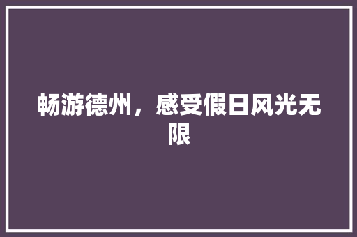 畅游德州，感受假日风光无限