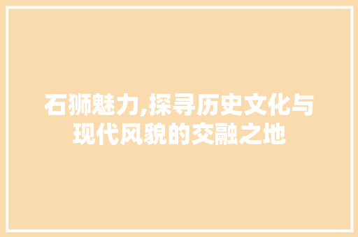 石狮魅力,探寻历史文化与现代风貌的交融之地