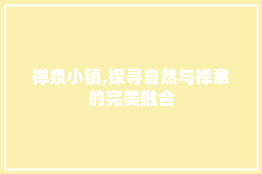 禅泉小镇,探寻自然与禅意的完美融合