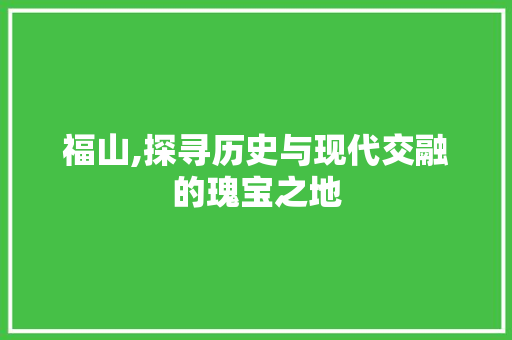 福山,探寻历史与现代交融的瑰宝之地