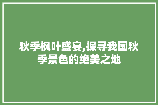 秋季枫叶盛宴,探寻我国秋季景色的绝美之地