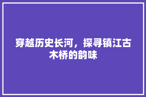 穿越历史长河，探寻镇江古木桥的韵味