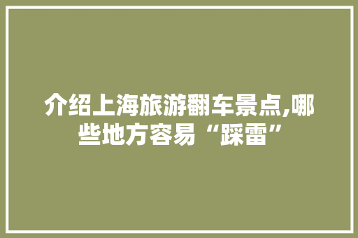 介绍上海旅游翻车景点,哪些地方容易“踩雷”