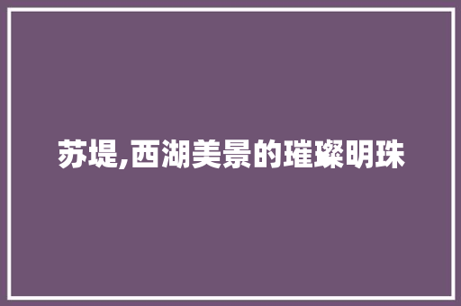 苏堤,西湖美景的璀璨明珠