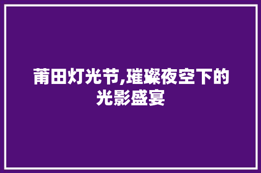 莆田灯光节,璀璨夜空下的光影盛宴